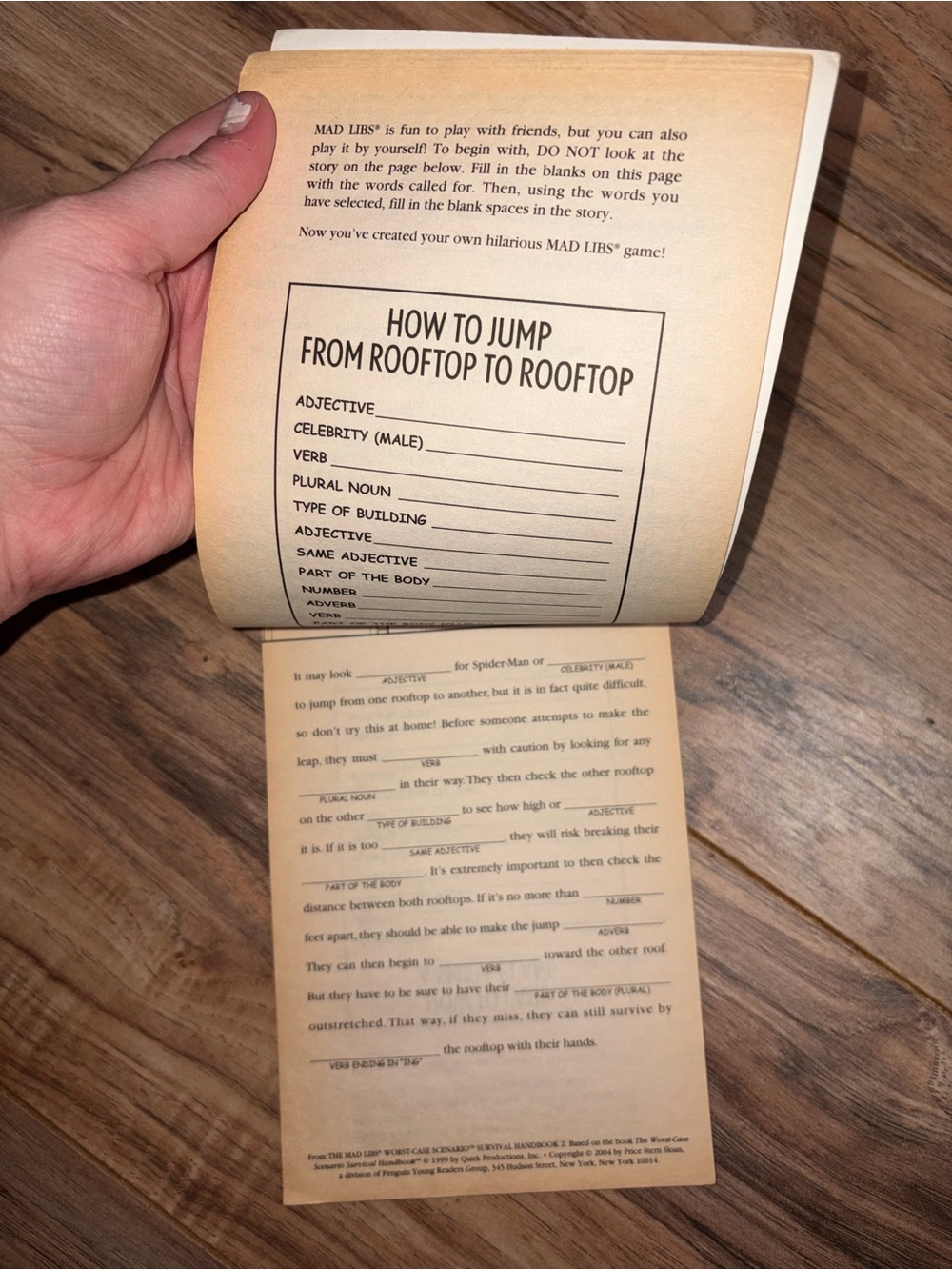 Mad Libs Worst Case Scenario Survival Handbook 2 RARE HTF Vintage 2004 UNUSED - Picture 4 of 8
